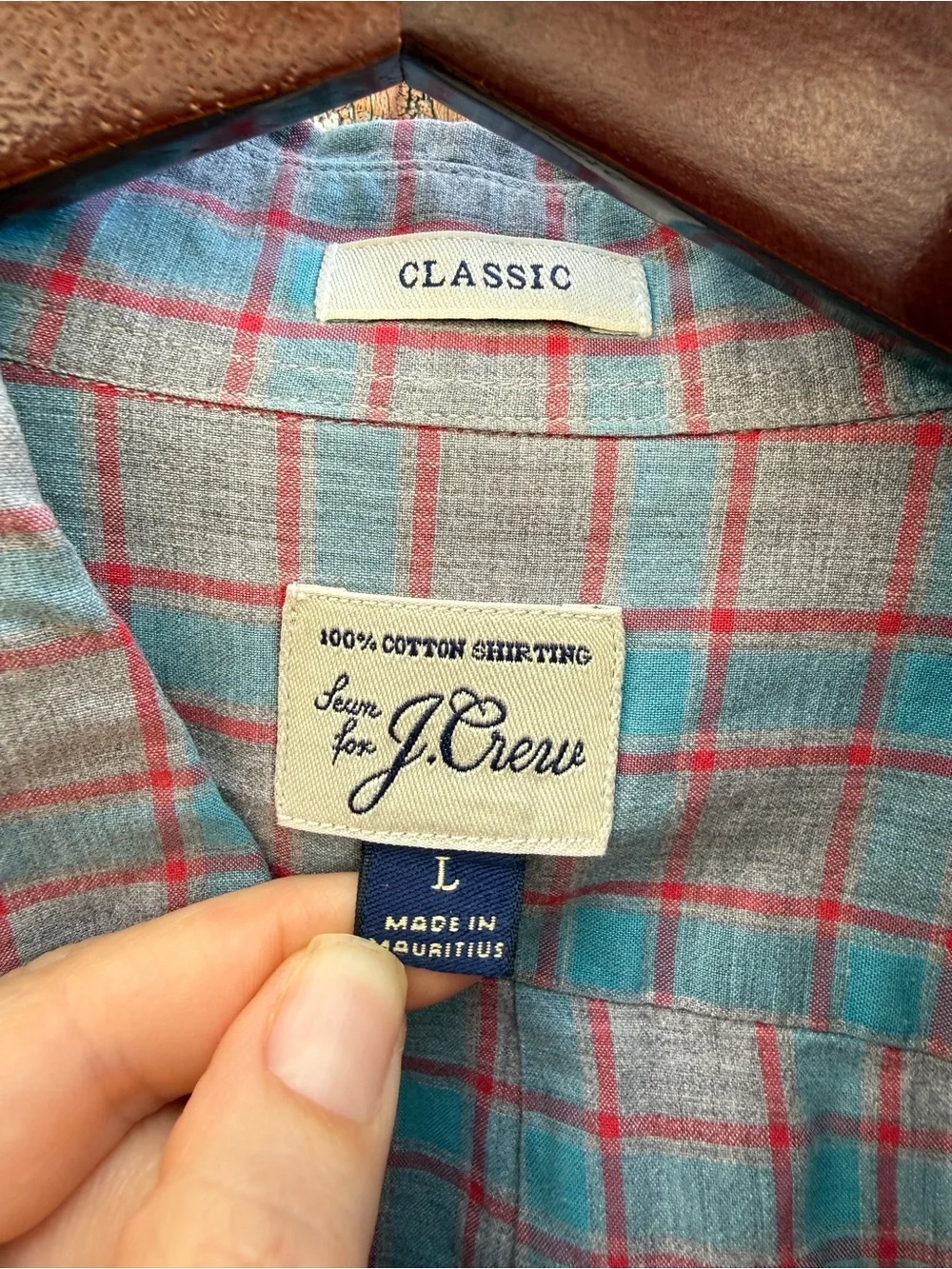 J. Crew Men’s Gray Blue Plaid Classic Long Sleeve Button Down Shirt Size Large